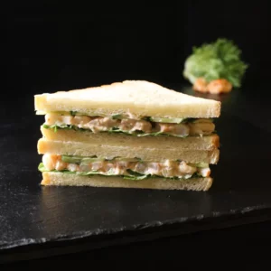 Cocktail prawn soft white bread sandwich
